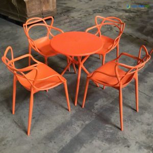 Bộ Bàn Cafe Tròn 4 Ghế Nhựa Đúc Nguyên Khối BBCF88