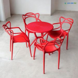 Alternative view of Bộ Bàn Cafe Tròn 4 Ghế Nhựa Đúc Nguyên Khối BBCF88