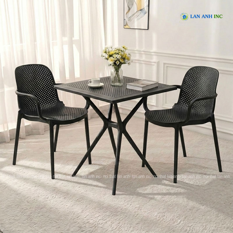 Bộ Bàn Ghế Cafe Vuông 2 Ghế Nhựa Đúc Có Tay BBCF52 Bộ Bàn Ghế Cafe Vuông 2 Ghế Nhựa Đúc Có Tay BBCF52 - Ảnh 4