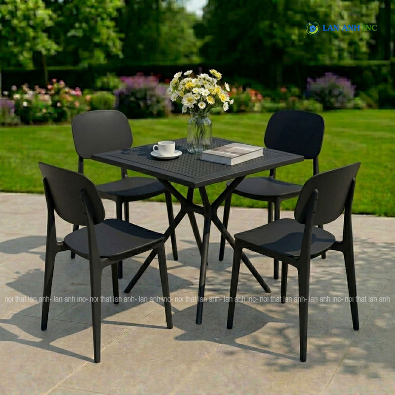 Bộ Bàn Ghế Cafe Vuông 4 Ghế Nhựa Đúc BBCF56 Bộ Bàn Ghế Cafe Vuông 4 Ghế Nhựa Đúc BBCF56 - Ảnh 3