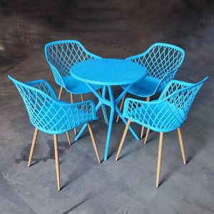 bo ban ghe cafe tron 4 ghe nhua chan sat ngoai troi dep BBCF65 3