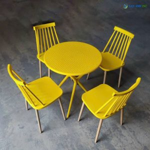 Alternative view of Bộ Bàn Ghế Cafe Nhựa Tròn 4 Ghế Nhựa Chân sắt BBCF66