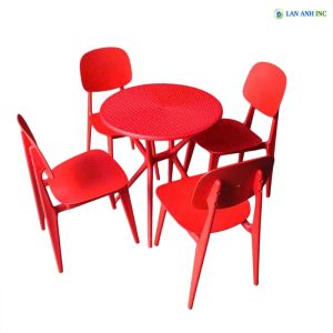 Bộ Bàn Ghế Cafe Tròn 4 Ghế Nhựa Đúc BBCF57