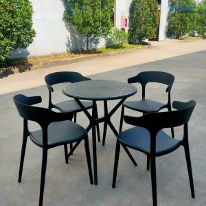 Bộ Bàn Ghế Cafe Nhựa Tròn 4 Ghế Nhựa Đúc BBCF59