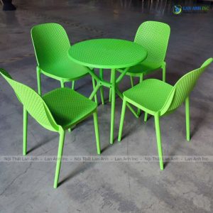 Bộ Bàn Ghế Cafe Tròn 4 Ghế Nhựa Đúc NGuyên Khối BBCF49 bo ban ghe cafe tron 4 ghe nhua duc nguyen khoi dep hien dai BBCF49 1