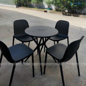 Alternative view of Bộ Bàn Ghế Cafe Tròn 4 Ghế Nhựa Đúc NGuyên Khối BBCF49