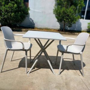 Alternative view of Bộ Bàn Ghế Cafe Vuông 2 Ghế Nhựa Đúc Có Tay BBCF52