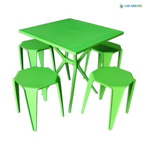 Bộ Bàn Ghế Cafe Vuông 4 Ghế Đông Nhựa BBCF54