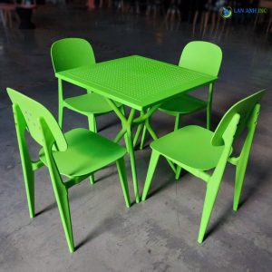 Alternative view of Bộ Bàn Ghế Cafe Vuông 4 Ghế Nhựa Đúc BBCF56