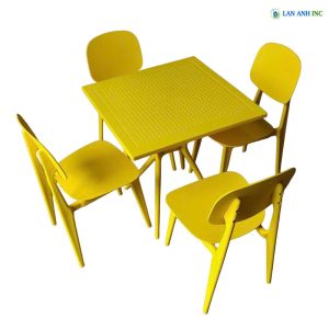 Bộ Bàn Ghế Cafe Vuông 4 Ghế Nhựa Đúc BBCF56