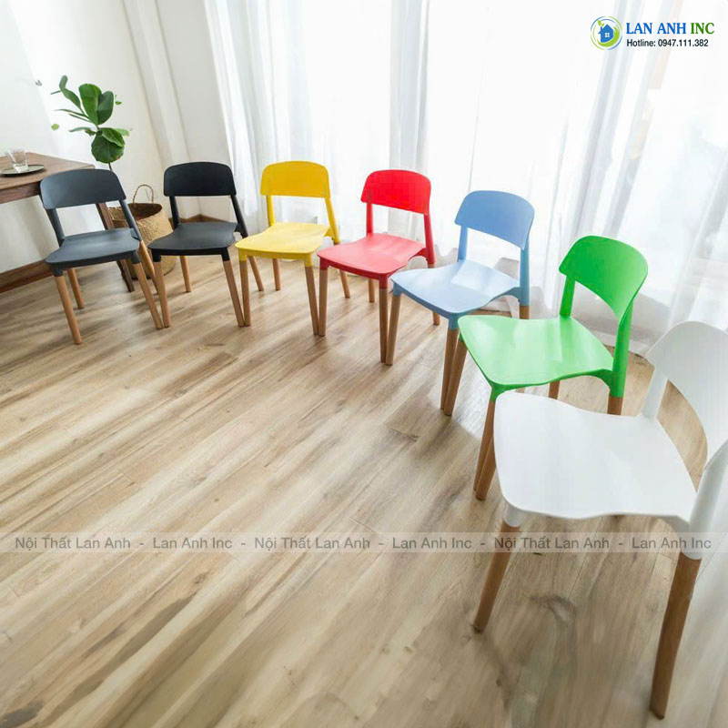 Ghế ăn, ghế cafe nhựa chân gỗ cao cấp đẹp hiện đại LA61 Ghế ăn, ghế cafe nhựa chân gỗ cao cấp đẹp hiện đại LA61