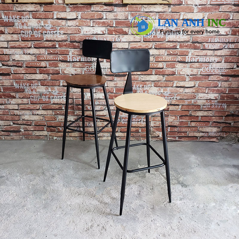 Ghế bar chân sắt mặt gỗ đẹp LASK04 Ghế bar chân sắt mặt gỗ đẹp LASK04
