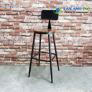 Ghế quầy bar gỗ chân sắt LASK04