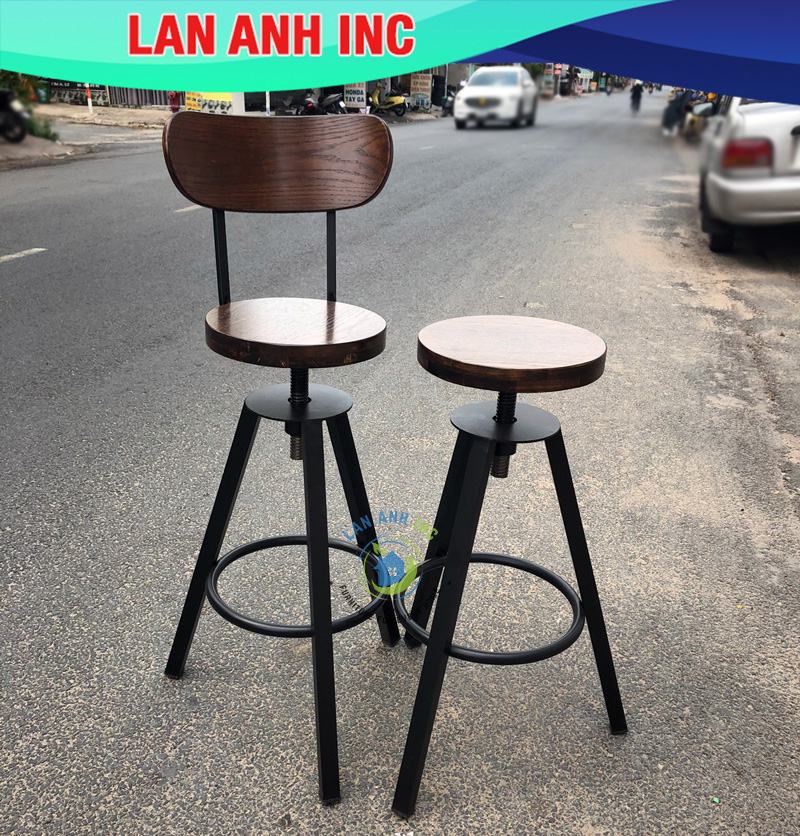 Ghế bar gỗ chân sắt cao đẹp giá rẻ LAB10