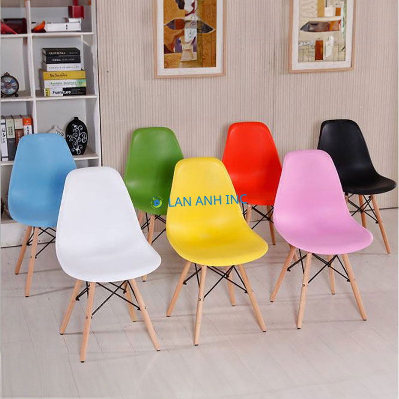 Ghế eames chân gỗ mặt nhựa nhập khẩu giá rẻ Ghế eames chân gỗ mặt nhựa nhập khẩu giá rẻ