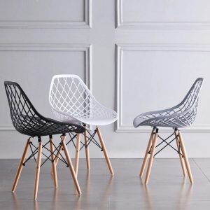 Ghế nhựa chân gỗ lưng thoáng LA3012