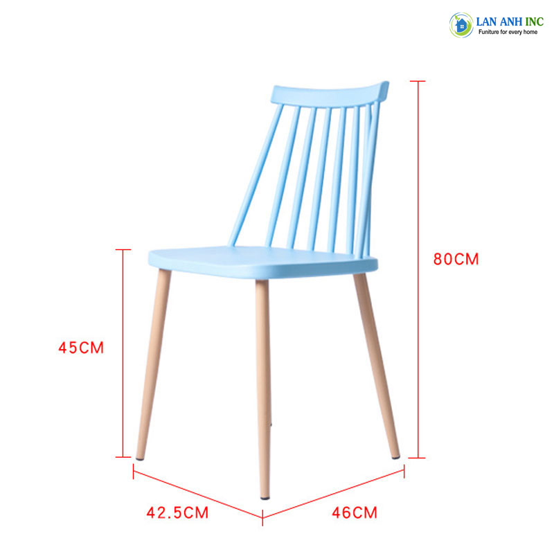 Kích thước ghế nhựa chân sắt song tiện Windsor LA3044 Kích thước ghế nhựa chân sắt song tiện Windsor LA3044
