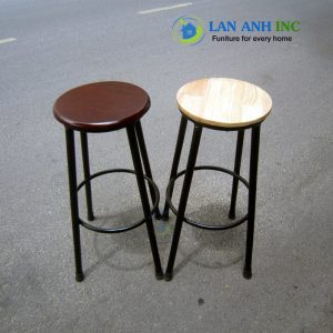 Ghế đôn gỗ cao su chân sắt sơn tĩnh điện size 45-73cm