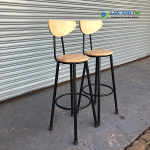 Alternative view of Ghế quầy bar chân sắt mặt gỗ