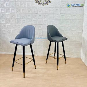 Alternative view of Ghế bar da chân sắt cao cấp monet LADP19