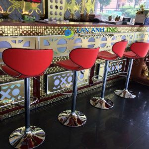 Ghế Quầy Bar Mặt Da Chân Sắt Mạ Xoay Nâng Hạ LAB10 ghe quay bar da nang ha cao cap 10