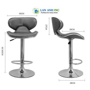 Alternative view of Ghế Quầy Bar Mặt Da Chân Sắt Mạ Xoay Nâng Hạ LAB10