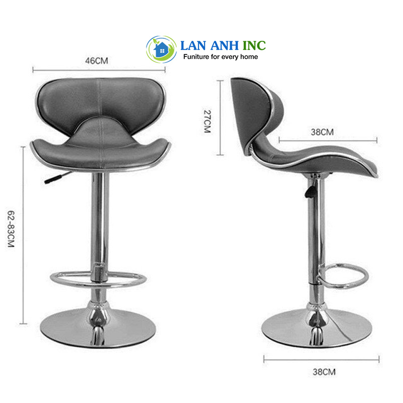 Kích thước ghế quầy bar cánh bướm mặt da nâng hạ cao cấp Kích thước ghế quầy bar cánh bướm mặt da nâng hạ cao cấp