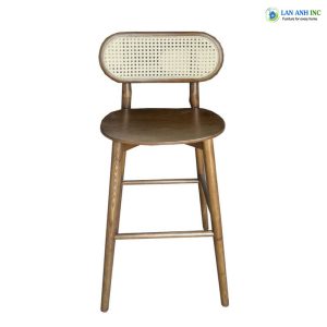 Ghế quầy bar gỗ ash lưng mây đan mắt cáo đẹp LAB4015