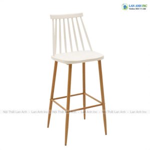 Ghế Quầy Bar Mặt Nhựa Chân Sắt Giả Vân Gỗ LAB3044