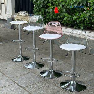 Alternative view of Ghế bar xoay nâng hạ mặt nhựa trong suốt LADP22