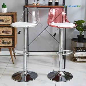 Ghế bar xoay nâng hạ mặt nhựa trong suốt LADP22