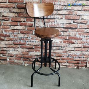 Ghế bar gỗ chân sắt xoay nâng hạ chiều cao LAGB7923