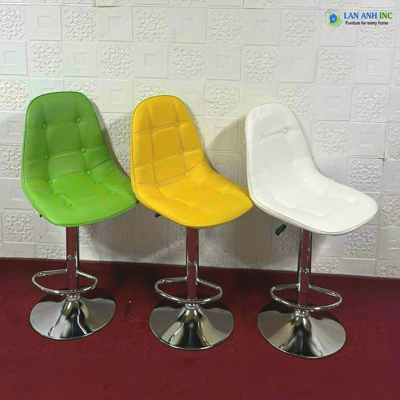 Ghế quầy bar xoay nâng hạ mặt da chân sắt mạ đẹp hiện đại LADP29 với nhiều màu sắc đa dạng Ghế quầy bar xoay nâng hạ mặt da chân sắt mạ đẹp hiện đại LADP29 với nhiều màu sắc đa dạng
