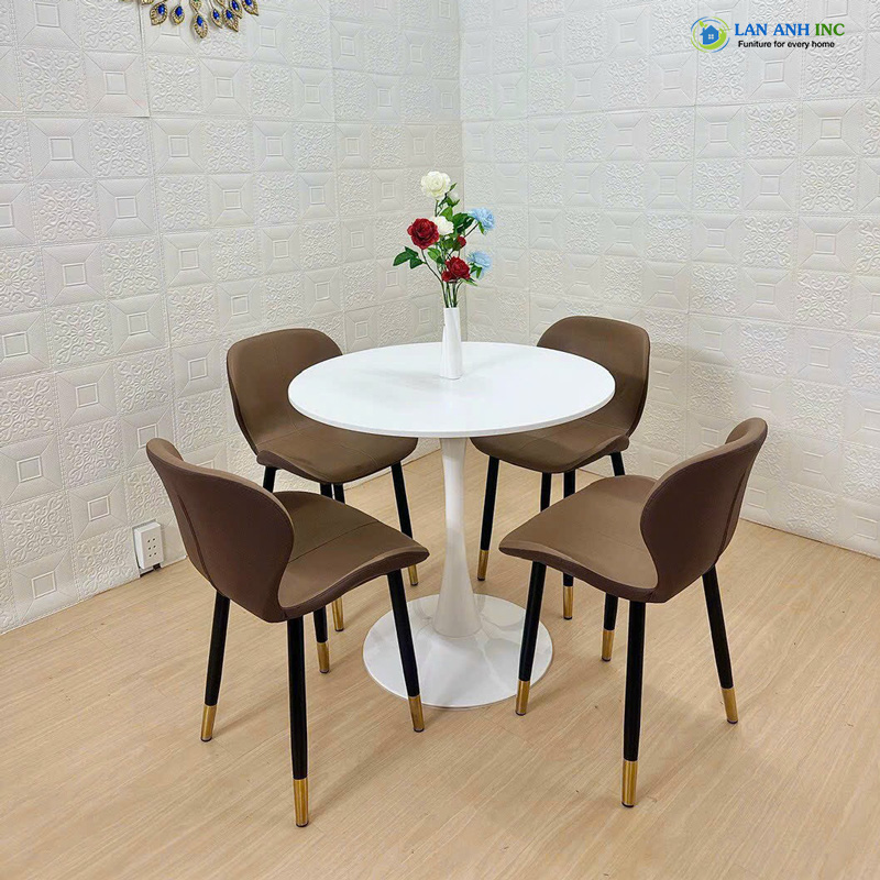 Bộ bàn ăn, cafe 4 ghế bọc da chân sắt cao cấp Pita LA61 màu nâu Bộ bàn ăn, cafe 4 ghế bọc da chân sắt cao cấp Pita LA61 màu nâu