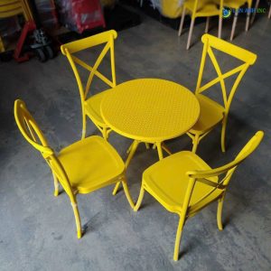 Alternative view of Bộ Bàn Ghế Cafe Nhựa Tròn 4 Ghế Nhựa Đúc BBCF69