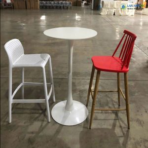 Alternative view of Ghế Quầy Bar Mặt Nhựa Chân Sắt Giả Vân Gỗ LAB3044