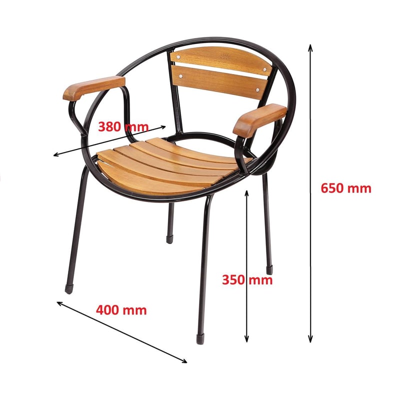 Kích thước ghế cafe mini nan gỗ có tay chân sắt sơn tĩnh điện BBCF09 Kích thước ghế cafe mini nan gỗ có tay chân sắt sơn tĩnh điện BBCF09