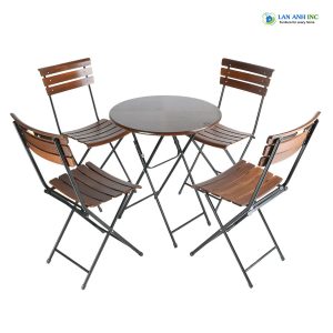 Bộ bàn cafe tròn 4 ghế patio xếp gọn BBCF01