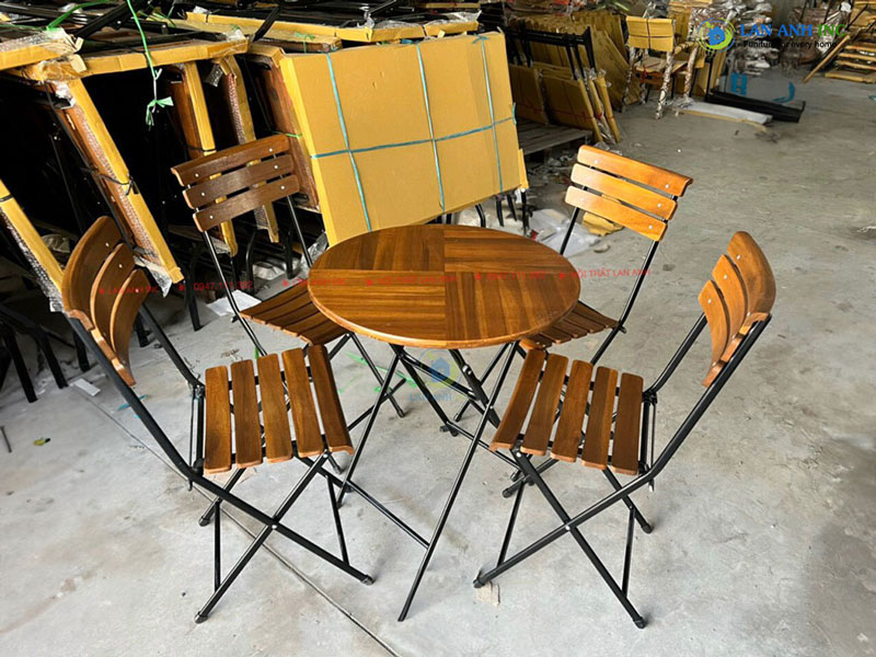 Bộ bàn cafe tròn 4 ghế patio xếp gọn BBCF01 Bộ bàn cafe tròn 4 ghế patio xếp gọn BBCF01