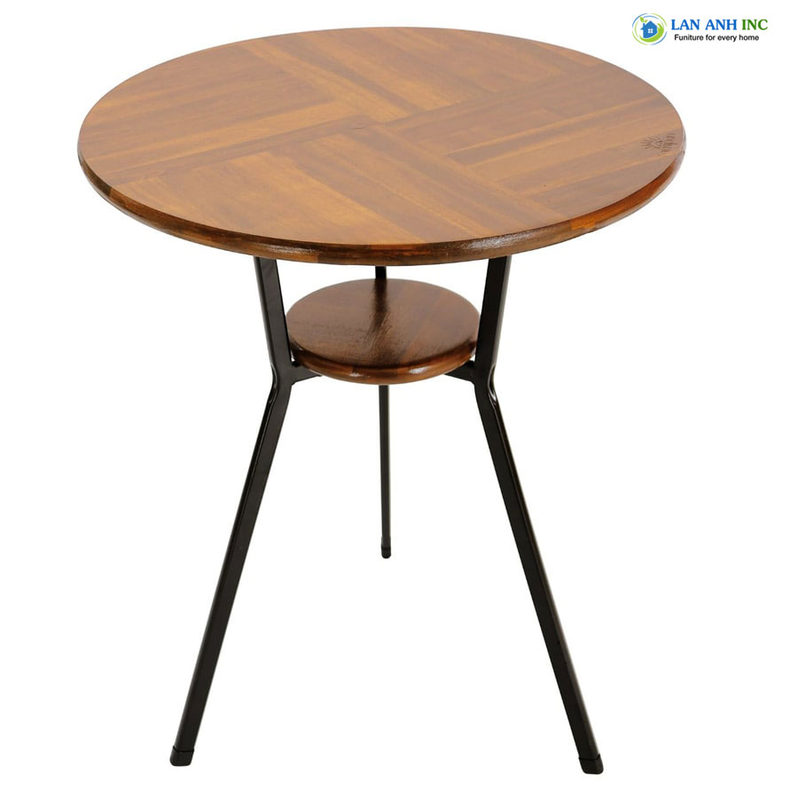 Bàn cafe gỗ tròn ngoài trời đẹp chân sắt cao sơn tĩnh điện LAPX13 Bàn cafe gỗ tròn ngoài trời đẹp chân sắt cao sơn tĩnh điện LAPX13