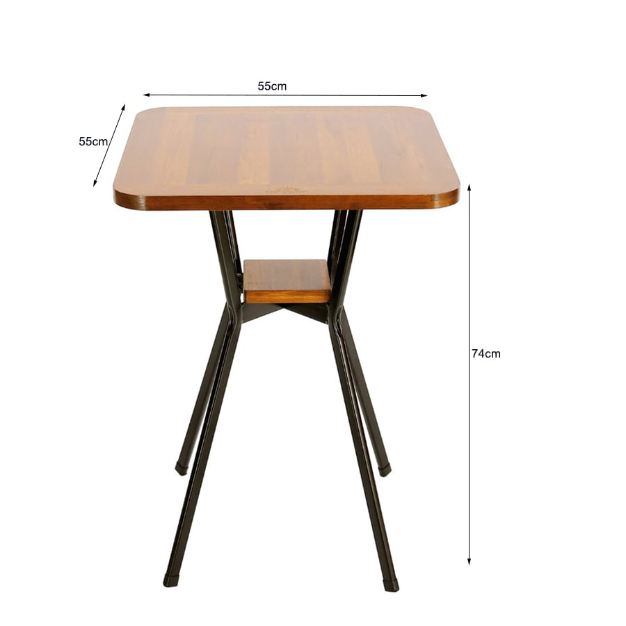 Bàn cafe gỗ vuông ngoài trời đẹp chân sắt cao sơn tĩnh điện LAPX12