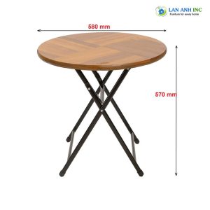 Bộ bàn cafe gỗ xếp gọn ngoài trời 2 ghế mini BBCF09 ban tron cafe mini xep gon go chan sat 1