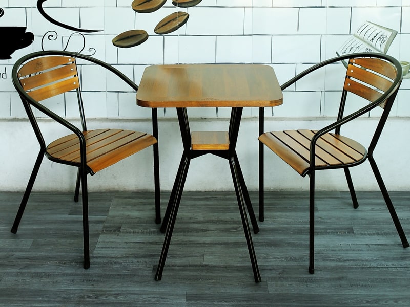 Bàn cafe gỗ vuông ngoài trời chân sắt cao đẹp giá rẻ LAPX12 Bàn cafe gỗ vuông ngoài trời chân sắt cao đẹp giá rẻ LAPX12