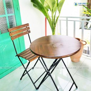 bo ban cafe tron xep gon cao 2 ghe go chan sat BBCF31 8