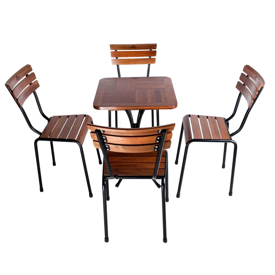 Bàn cafe gỗ vuông ngoài trời đẹp chân sắt cao sơn tĩnh điện LAPX14 Bàn cafe gỗ vuông ngoài trời đẹp chân sắt cao sơn tĩnh điện LAPX14