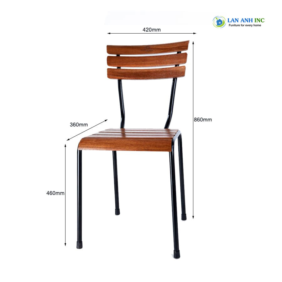 Kích thước ghế cafe nan gỗ chân sắt cao xếp chồng đẹp hiện đại kite 01 Kích thước ghế cafe nan gỗ chân sắt cao xếp chồng đẹp hiện đại kite 01