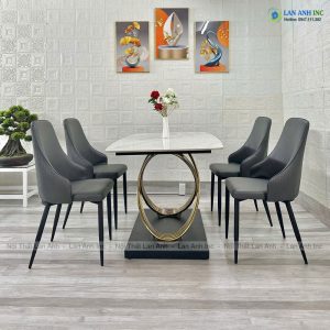 Alternative view of Ghế ăn, ghế cafe bọc da chân sắt hiện đại Dining LA60