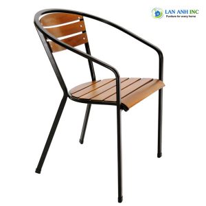 Ghế cafe ngoài trời nan gỗ chân sắt cao sơn tĩnh điện Moon 2