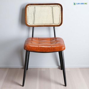 Ghế Cafe Tựa Lưng Mắt Cáo Mặt Nệm Chân Sắt LASK26
