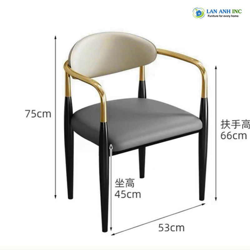 Kích thước ghế ăn, ghế cafe bọc da chân sắt cao cấp đẹp hiện đại Nemo LA71 Kích thước ghế ăn, ghế cafe bọc da chân sắt cao cấp đẹp hiện đại Nemo LA71